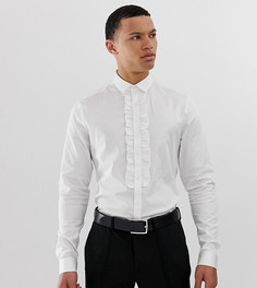 Фактурная эластичная приталенная рубашка со складками ASOS DESIGN Tall-Белый