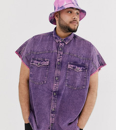 Розовая джинсовая oversize-рубашка без рукавов в стиле 90-х ASOS DESIGN Plus-Розовый