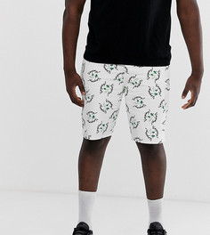 Узкие джинсовые шорты с принтом ASOS DESIGN - Plus-Белый