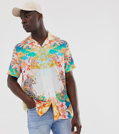 Свободная рубашка с леопардовым принтом ASOS DESIGN Tall-Синий