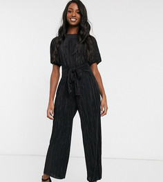 Плиссированный комбинезон с широкими штанинами ASOS DESIGN Tall-Черный