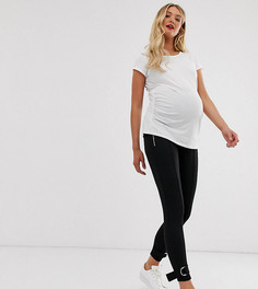 Облегающие брюки с посадкой над животом, пряжками и вставкой в области живота ASOS DESIGN Maternity-Черный