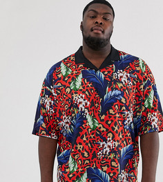 Oversize-поло с цветочным и леопардовым принтом ASOS DESIGN Plus-Мульти