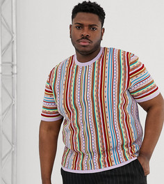 Трикотажная футболка с вертикальным принтом неоновой расцветки ASOS DESIGN Plus-Мульти