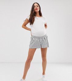 Белые шорты-кюлоты в темно-синюю полоску с посадкой под животом ASOS DESIGN Maternity-Мульти