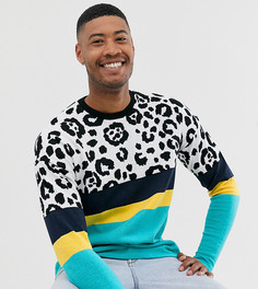 Трикотажная футболка в стиле колор блок ASOS DESIGN Tall-Зеленый