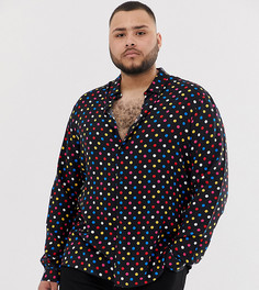 Рубашка в горошек классического кроя с отложным воротником ASOS DESIGN Plus-Черный