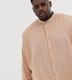 Розовая удлиненная oversize-рубашка с воротником-стойкой и заниженной линией плеч ASOS DESIGN Plus-Розовый