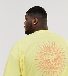 Oversize-футболка с вышивкой на спине ASOS DESIGN Plus-Желтый