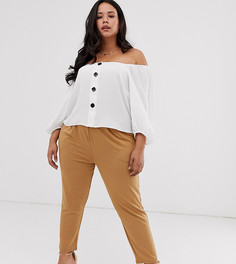Суженные книзу трикотажные брюки со складками ASOS DESIGN Curve ultimate-Бежевый