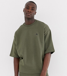 Oversize-свитшот цвета хаки с короткими рукавами ASOS DESIGN Tall-Зеленый