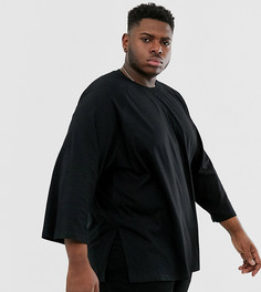 Черная oversize-футболка с широкими рукавами реглан ASOS DESIGN Plus-Черный
