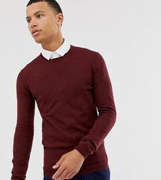 Бордовый обтягивающий джемпер из мериносовой шерсти ASOS DESIGN Tall-Красный