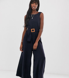Мягкий джинсовый комбинезон с широкими штанинами и поясом ASOS DESIGN Tall-Синий