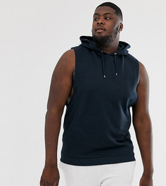 Темно-синий свободный худи без рукавов с заниженной проймой ASOS DESIGN Plus
