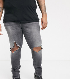 Супероблегающие джинсы плотностью 12,5 унций с рваными коленями ASOS DESIGN Plus-Черный