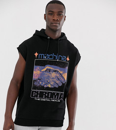 Oversize-худи с короткими рукавами и принтом на груди ASOS DESIGN Tall-Черный