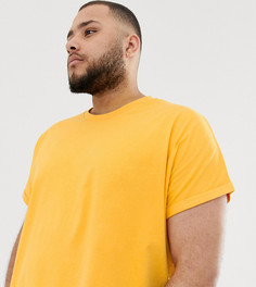 Желтая длинная oversize-футболка с круглым вырезом и отворотами на рукавах ASOS DESIGN Plus-Желтый