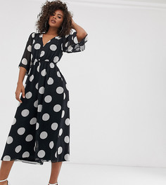 Комбинезон в горошек на пуговицах с открытой спиной ASOS DESIGN Tall-Мульти