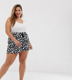 Монохромные фактурные шорты с принтом и присборенным поясом ASOS DESIGN Curve-Мульти