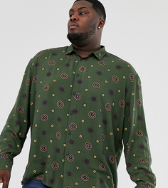 Oversize-рубашка с геометрическим принтом ASOS DESIGN Plus-Зеленый