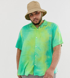 Зеленая oversize-рубашка из вискозы с принтом тай-дай ASOS DESIGN Plus-Зеленый