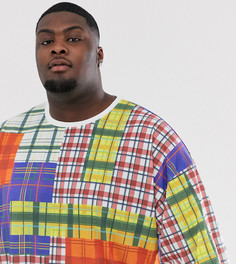 Oversize-футболка из фактурной ткани в клетку ASOS DESIGN Plus-Мульти