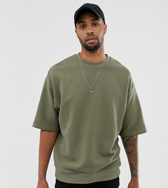 Oversize-свитшот в рубчик с короткими рукавами ASOS DESIGN Tall-Зеленый