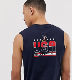 Футболка без рукавов с принтом "Mickey" на спине и груди ASOS DESIGN Tall-Темно-синий