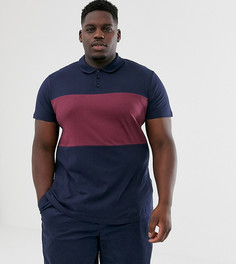 Темно-синяя футболка-поло со вставкой ASOS DESIGN Plus-Темно-синий