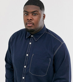 Темно-синяя рубашка с контрастными строчками Jack & Jones Originals-Темно-синий