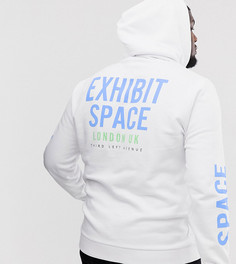 Черный худи с принтом ASOS DESIGN Plus-Белый