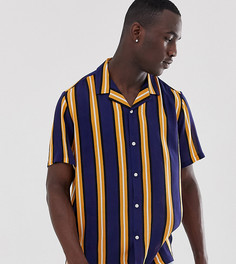 Темно-синяя свободная рубашка в полоску ASOS DESIGN Tall-Темно-синий