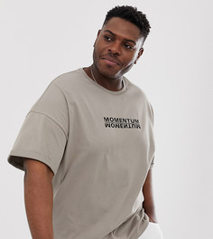 Oversize-футболка с вышивкой и принтом ASOS DESIGN Plus-Серый