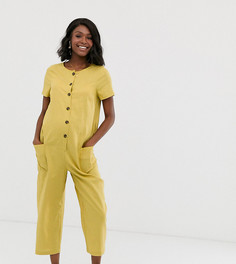 Комбинезон с короткими рукавами на пуговицах ASOS DESIGN Maternity-Зеленый