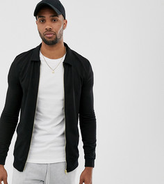 Черная трикотажная куртка Харрингтон ASOS DESIGN Tall-Черный