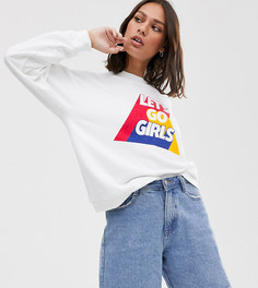 Свитшот с надписью "lets go girls" Monki-Белый