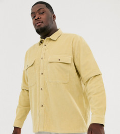Желтая вельветовая oversize-рубашка с двумя карманами ASOS DESIGN Plus-Желтый