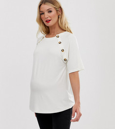 Топ с короткими рукавами и пуговицами ASOS DESIGN Maternity-Кремовый