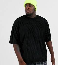 Черная велюровая oversize-футболка в рубчик ASOS DESIGN Plus-Черный