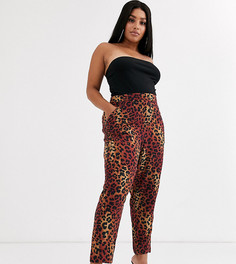 Широкие брюки с леопардовым принтом ASOS DESIGN Curve-Мульти