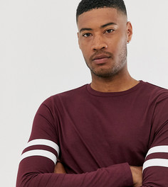 Бордовый лонгслив с контрастными полосками на рукавах ASOS DESIGN Tall-Красный
