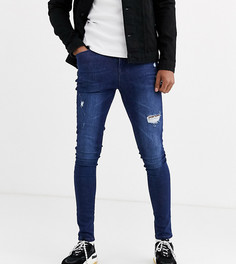 Синие эластичные джинсы с напылением и потертой отделкой ASOS DESIGN Tall-Синий