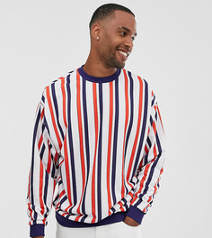 Oversize-свитшот в разноцветную полоску ASOS DESIGN Tall-Белый