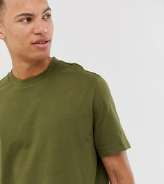 Свободная футболка цвета хаки из органического хлопка с круглым вырезом ASOS DESIGN Tall-Зеленый
