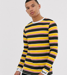 Футболка с длинным рукавом в полоску с вышитыми манжетами ASOS DESIGN Tall-Мульти