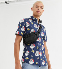 Облегающая эластичная рубашка с принтом лица Санты ASOS DESIGN Tall-Темно-синий