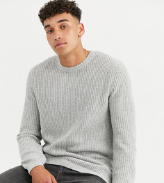 Серый плотный джемпер в рубчик ASOS DESIGN Tall