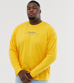Oversize-лонгслив из органического хлопка с принтом на груди ASOS DESIGN Plus-Желтый