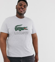 Серая футболка с большим логотипом на груди Lacoste-Серый